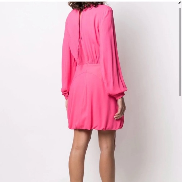 stella mccartney gathered mini dress hot pink small long sleeve wedding guest - Picture 4 of 8